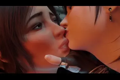 Lara and Tifa kissing