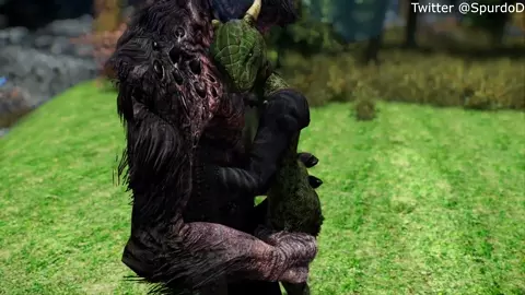 Argonian takes care of her pet troll