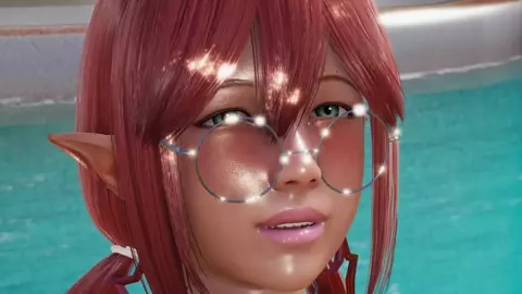 RedHead Elf gives amazing boobjob by the pool