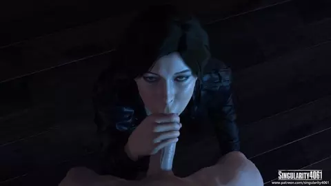 Lara sucking a white cock