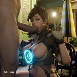 tracer deep blowjob on the cafe terrace