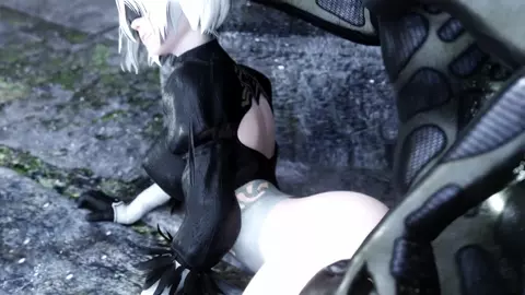 2B Pounded Outdoor On A Rainy Day [Cloth Version][Nagoonimation][4K]
