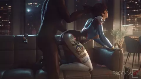 D.Va's fan date escalates from coffee meet to casting couch. (blacked) [VGErotica]
