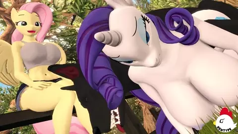 Fluttershy's doggy got Rarity's ass-hypnotized