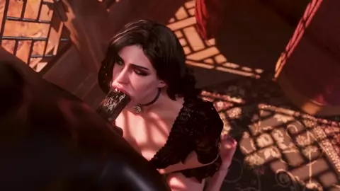 [4K] Yennefer Blowjob Kneeling [Blacked][Pewposterous]