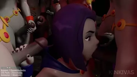 Attack of the Clones - Raven + Emoticlones [Futanari Train]