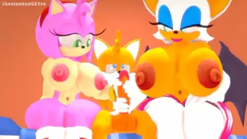 Amy and Rouge takes Cocks Tails [Leviantan581re]