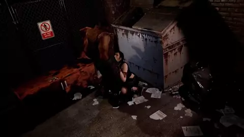 Tifa x Barrett  in a dark alley in the middle of the night