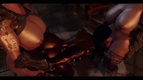 Dark Slut Was Fucked By Two Futanari Warriors Part 2