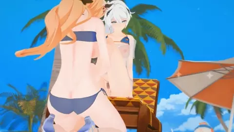 Elysia and Kiana Honkai Impact Futanari Hentai Sex Beach Mmd 3D Orange Hair
