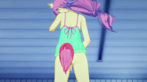 "Shower room was empty so Fluttershy decides to have some fun~!" Voiced Animation~!