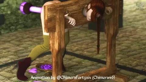 Busty Elf in Stocks Fucked By Magic Orb Thingy