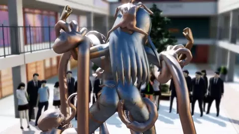 Bronze statue of Ultragirl