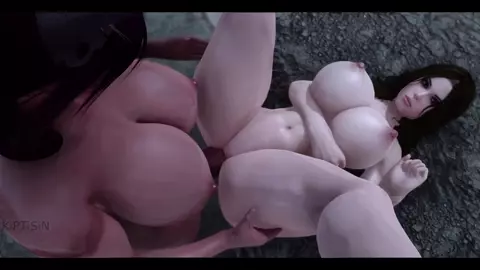 Juicy Curvy Brunette MILF and Big Cock Futanari