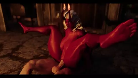 Incredible Busty Demon Slut Plays With Dragonborn Big Cock