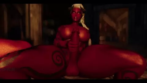 Two Curvy Futanari Demons Jerk Off Together