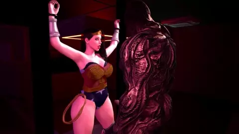 Wonder Woman captured by monster