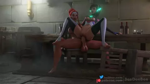 Futa-Brigitte x D.Va - Anal Prolapse [3eeDeeBee]