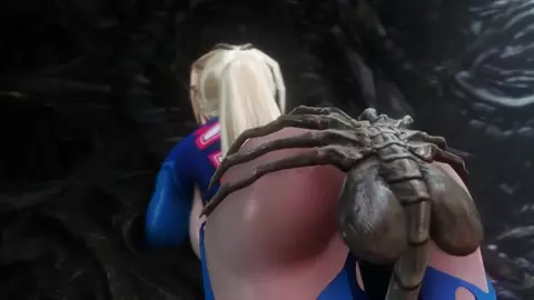 Samus getting teamed by Facehugger Alt Angle (noname55)