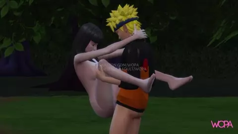 Naruto having sex with Hinata in the middle of the forest