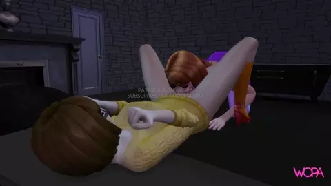 Scooby-Doo characters having lesbian sex in front of their husbands