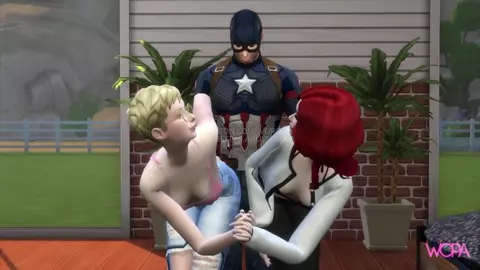 Captain America Fucking Two Beautiful Girls - Menage - Chris Evans Parody
