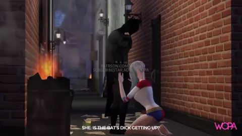 Harley Quinn teasing batman until she gets the bat's big dick