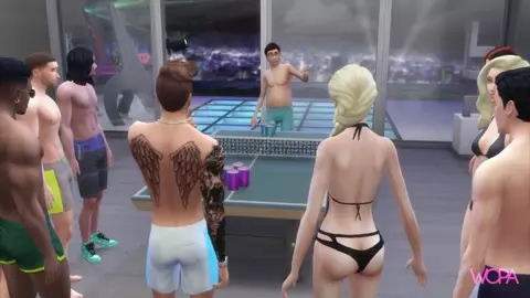 Cheating girlfriend having sex at the party in front of her boyfriend