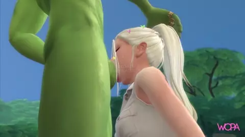 GIANT GOBLIN GUARDIAN OF THE PASSAGE RECEIVES THE BLONDE WHO WOULD LIKE TO WALK ACROS
