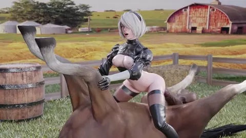2B Enjoying Horse Cock 2 [Callmehaymaker] [4K]