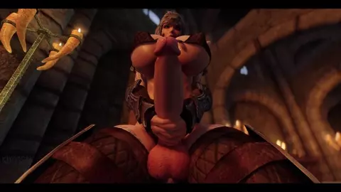 Futa Warrior Jerks Off Her Big Juicy Cock