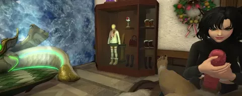 miqo'te masturbating big penis with breasts