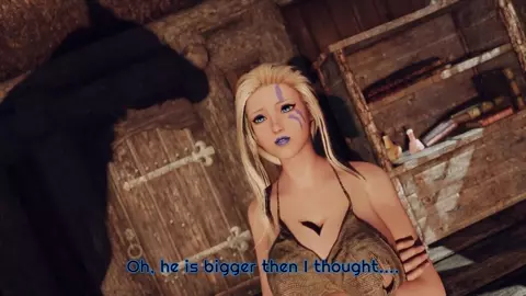 Dragonborn Tending to Her New Horse