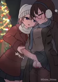 Futanari cumming in grilfriend's sleeve.