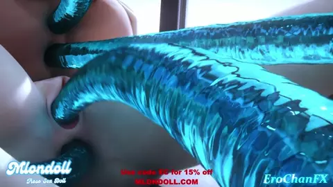 3D waifu gets tentacled with her new sexdoll