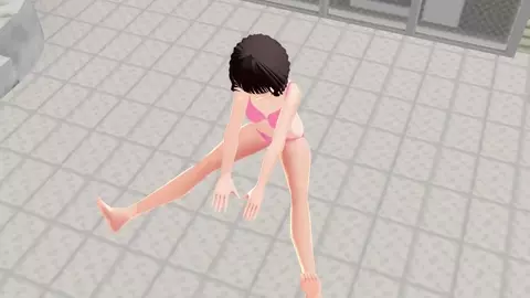 Toyota Nono Animation girl shakes her big tits with pink bikini.【hentai】