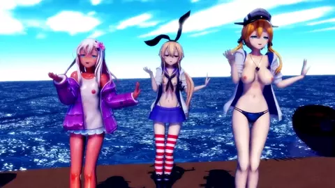 Shimakaze, Ro500 & Eugen - Shake It [MMD R18] Hamselvish