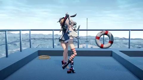 Shimakaze & Prinz - Dive To Blue  (Pee bonus) [MMD R18] LeyLineWalker