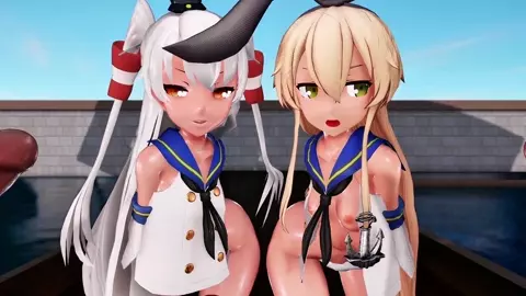 Shimakaze & Amatsukaze are fucked [R18] GenesisMMD