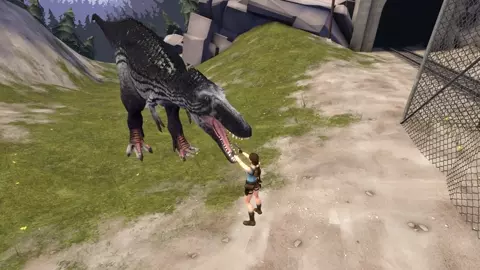 Lara croft vs t.rex by thelittleboot