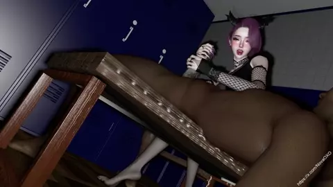 16[VAM] Vampire sister rubs big stick with black silk feet
