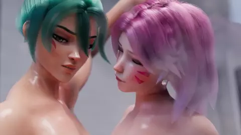 Kiriko x Dva shower together [NO WM] [Ent-Duke]