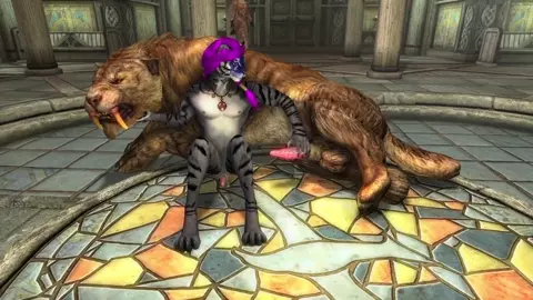 Sabre Cat handling in a temple