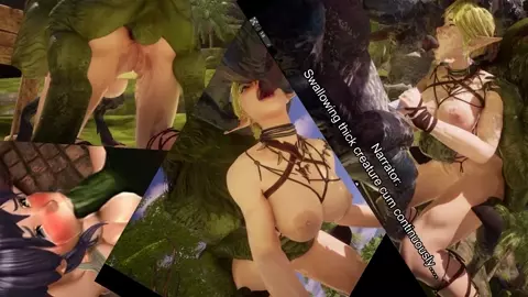 ORGYPLAY - Beastfucking elf orgy while little asian sucks big dick