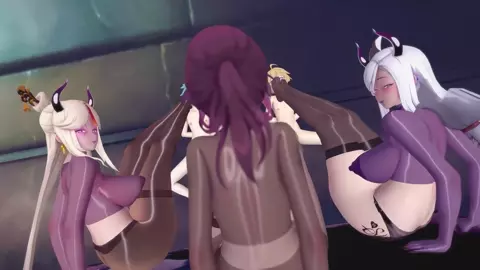 Genshi Bitches giving footjob