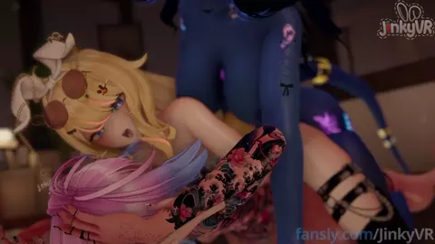 [JinkyVR] i don't wanna stop fucking both @BlueChan and @MuteMew at the same time