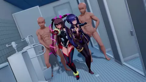 MonaKaze-chan, toilet girls serving in a public restroom