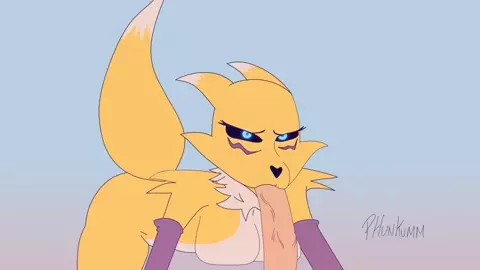 Renamon Deepthroat to Oral Creampie Loop (Sounded) [Digimon NSFW Animation]