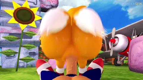 Tails riding Sonic