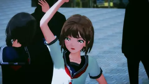 Schoolgirls strip dance park [MMD]